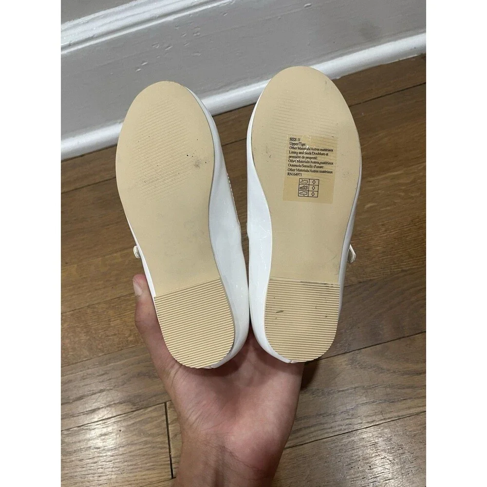 Janie & Jack White Patent Mary Jane Girls Shoes Sz 11